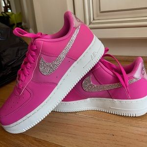 BRAND NEW hot pink Swarovski crystal NIKE sneakers